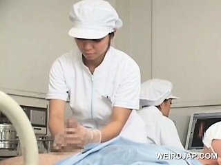 Asian Nurse Cum - Sweet Asian Nurses Giving Handjob In Group For Cum Sample at DrTuber